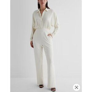 Express Long Sleeve Portofino Shirt Jumpsuit NWT in Ivory